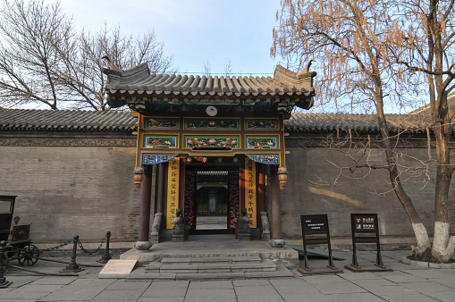 Shenyang, Liaoning, China- March 3, 2012: Marshal Zhang’s Mansion, or Former Residence of Zhuang Zuolin and Zhang Xueliang, is located in Shenhe District in Shenyang. It was built in 1914 and is the largest and perfectly preserved former residence of celebrities in Northeast China. Here is the First Courtyard in the Mansion.