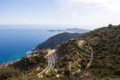 Road from the Middle Corniche to Eze, along the coast