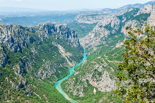 A beautiful outlook over the Gorges du Verdon, also known as the European Grand Canyon, in the French Provence.