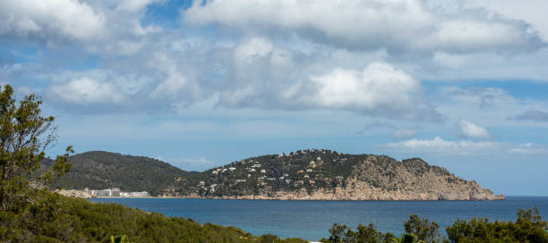 A vertical shot of a beautiful roof infinity pool over the sea in Mallorca, Spain