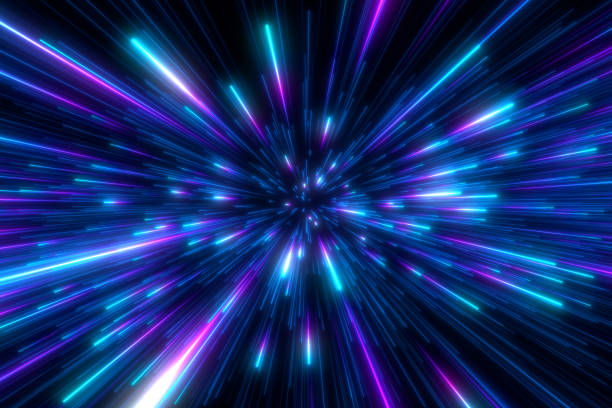 istock Speed of light in space on dark background. 1500238403