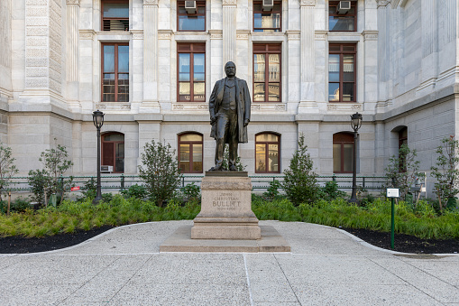 Philadelphia, Pennsylvania - September 29, 2019: John Christian Bullitt Statue in Philadelphia, Pennsylvania