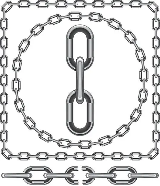 Vector illustration of Chain links in a square and a circle isolated on white