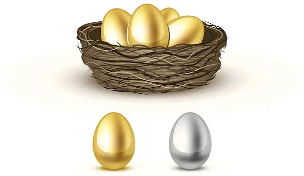 Vector illustration of Gold eggs