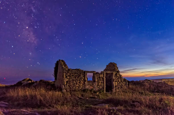 istock Night sky and the milky way over old abandoned house 1500244429
