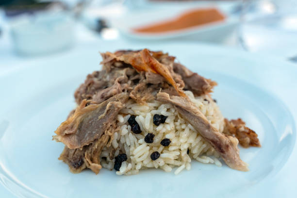 Excellent dinner of lamb and rice