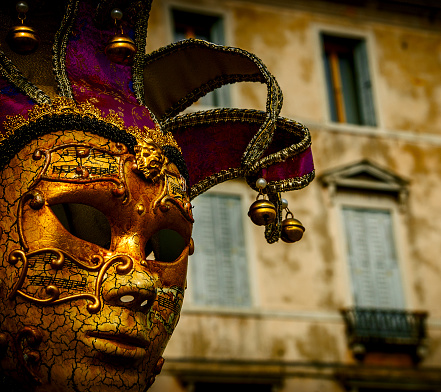 Venetian mask, selective focus, Venice, Italy