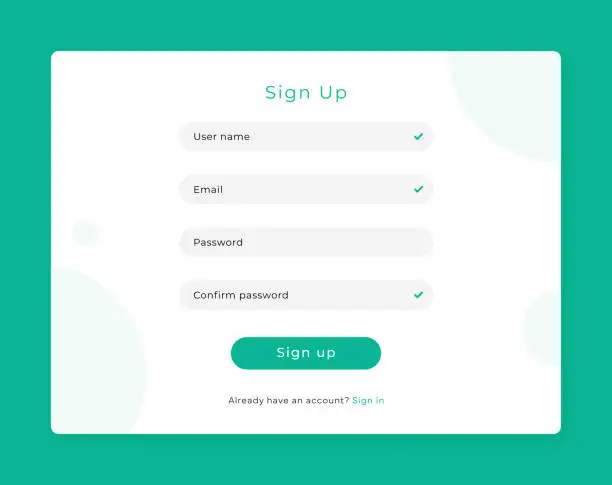 Vector illustration of Web Page Registration Form Template