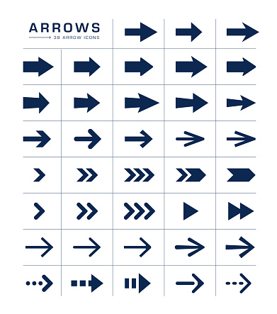 Arrow And Cursor Icons for ui, web design isolated on white background