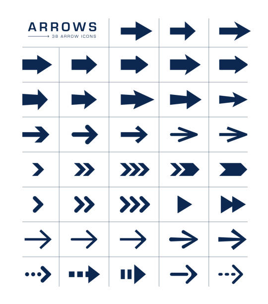 Arrow And Cursor Icons Arrow And Cursor Icons for ui, web design isolated on white background arrow symbol stock illustrations