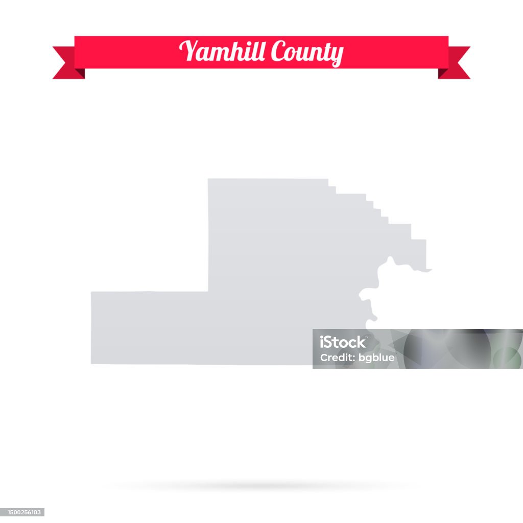 Yamhill County Oregon Map On White Background With Red Banner Stock