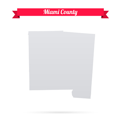 Map of Miami County - Ohio, isolated on a blank background and with his name on a red ribbon. Vector Illustration (EPS file, well layered and grouped). Easy to edit, manipulate, resize or colorize. Vector and Jpeg file of different sizes.