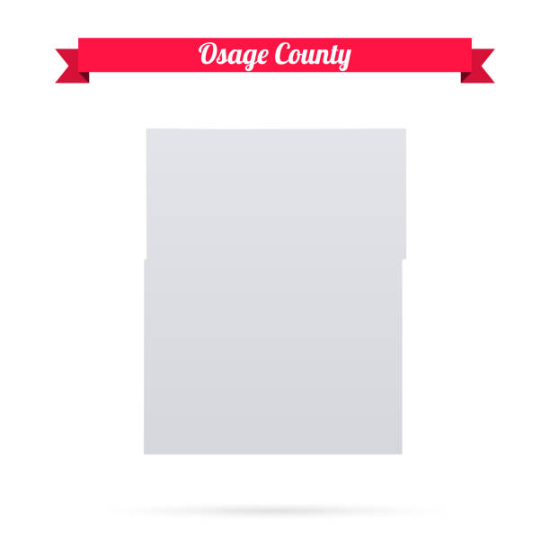 Osage County, Kansas. Map on white background with red banner Map of Osage County - Kansas, isolated on a blank background and with his name on a red ribbon. Vector Illustration (EPS file, well layered and grouped). Easy to edit, manipulate, resize or colorize. Vector and Jpeg file of different sizes. osage stock illustrations