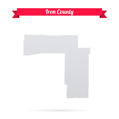 Map of Iron County - Missouri, isolated on a blank background and with his name on a red ribbon. Vector Illustration (EPS file, well layered and grouped). Easy to edit, manipulate, resize or colorize. Vector and Jpeg file of different sizes.