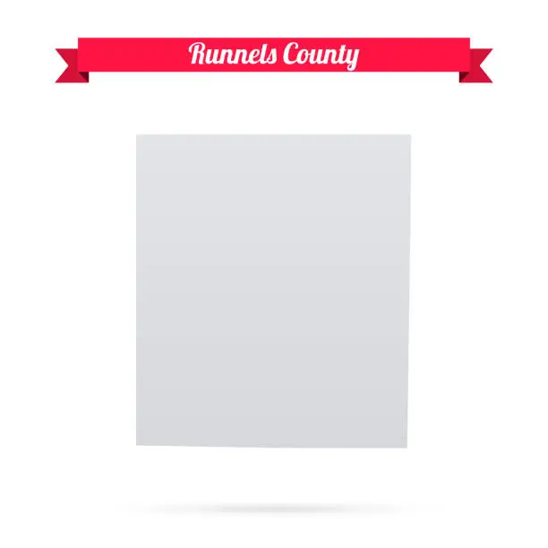 Vector illustration of Runnels County, Texas. Map on white background with red banner