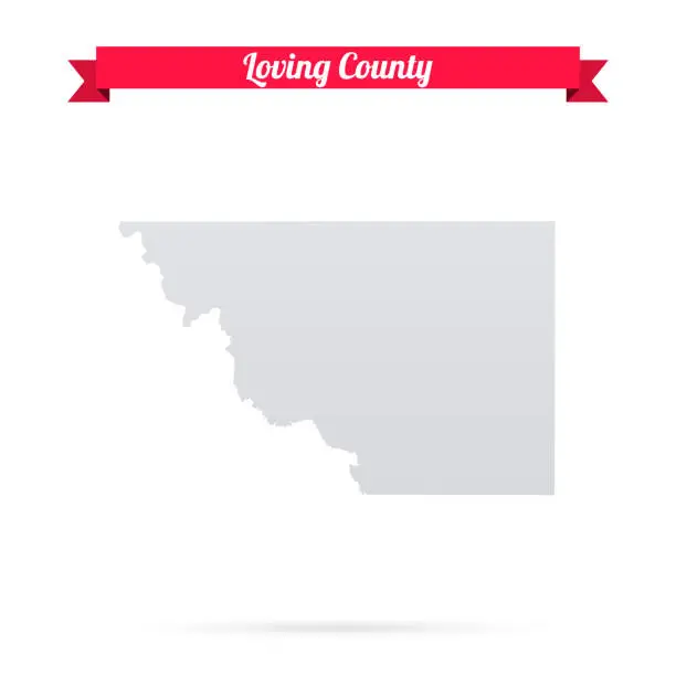 Vector illustration of Loving County, Texas. Map on white background with red banner
