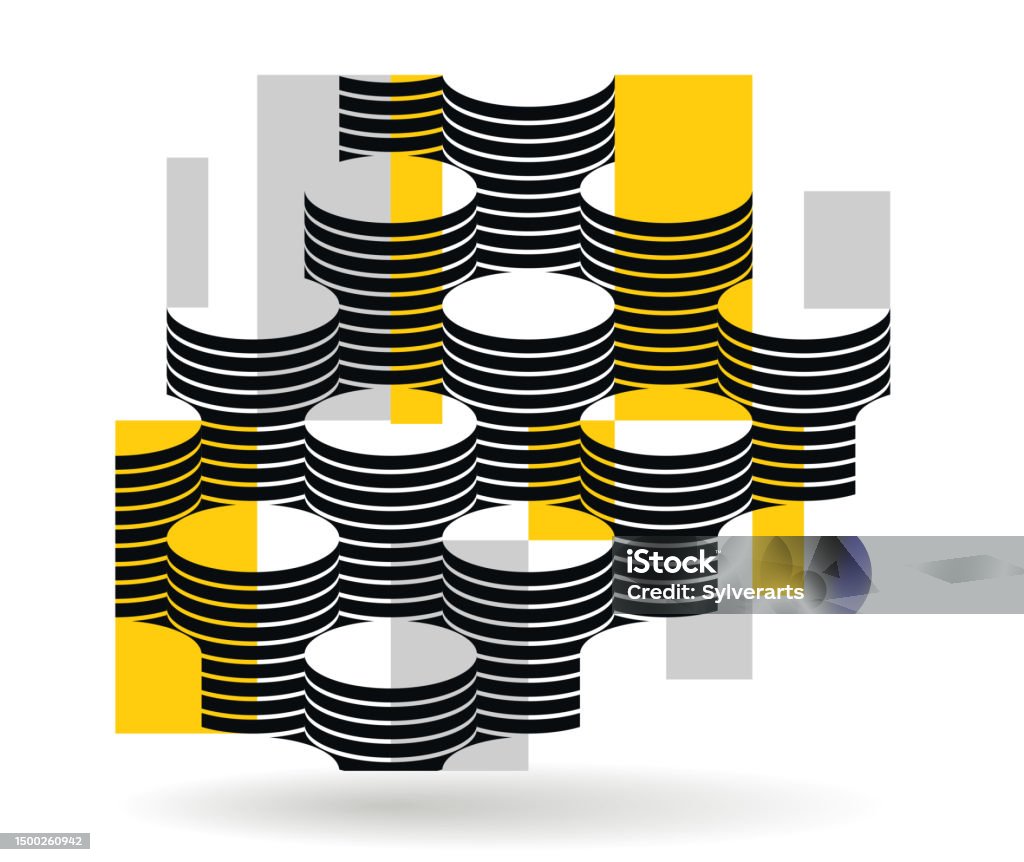 Cylinders Pattern Vector Abstract 3d Isometric Background Geometric ...