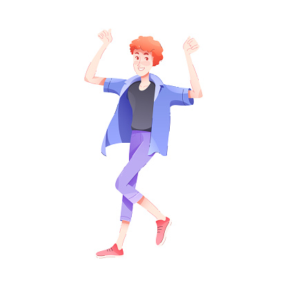 Happy Man Character Rejoicing and Cheering Vector Illustration. Excited Male Celebrating Victory and Success with Joy