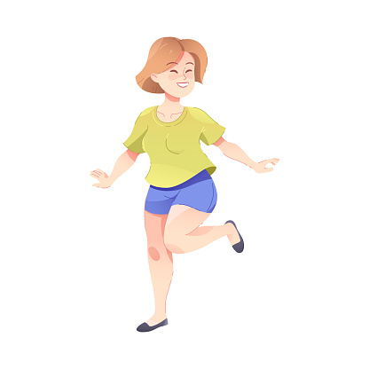 Happy Woman Character Rejoicing and Cheering Vector Illustration. Excited Female Celebrating Victory and Success with Joy