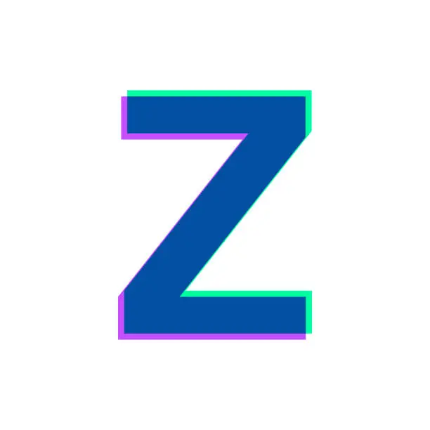 Vector illustration of Letter Z. Icon with two color overlay on white background