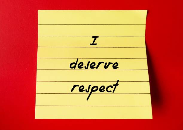 istock Yellow stick note on red wall with handwritten text I DESERVE RESPECT, positive daily affirmation to boost self esteem - Finding respect by start within - uplift and empower self talk 1500264817