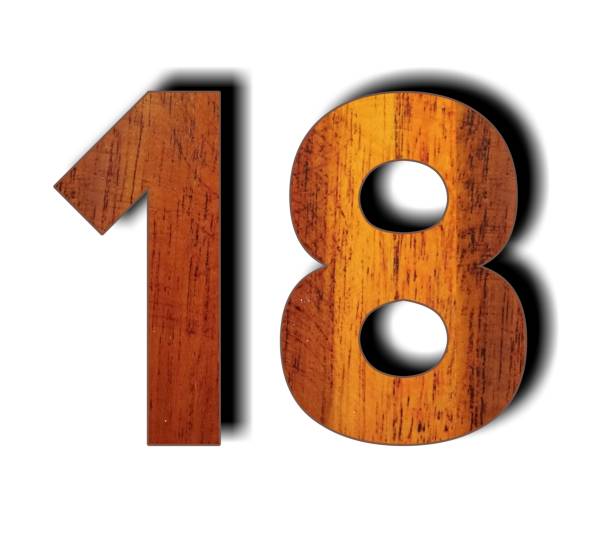 istock Number 18 eighteen wooden texture on white background 1500283151