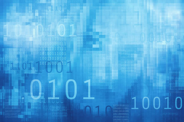 binary code and pixelated digital face