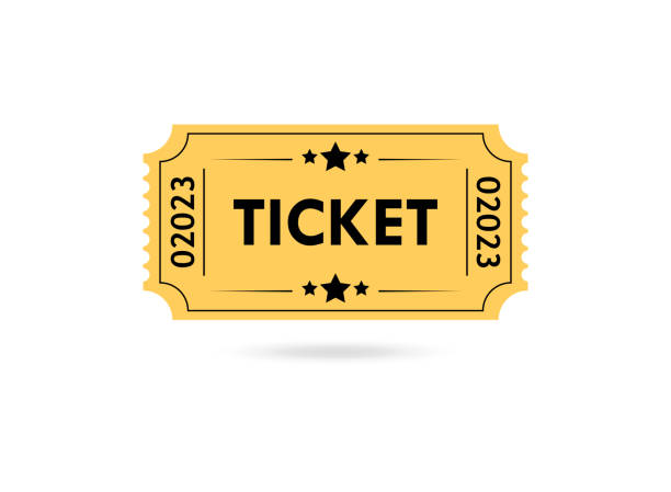 ilustrações de stock, clip art, desenhos animados e ícones de cinema ticket on white background. movie ticket on white background - ticket movie theater movie movie ticket