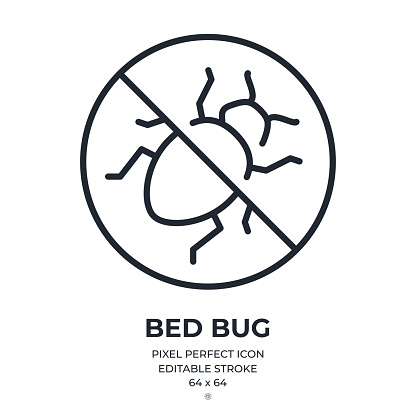 Bed bug editable stroke outline icon isolated on white background flat vector illustration. Pixel perfect. 64 x 64.