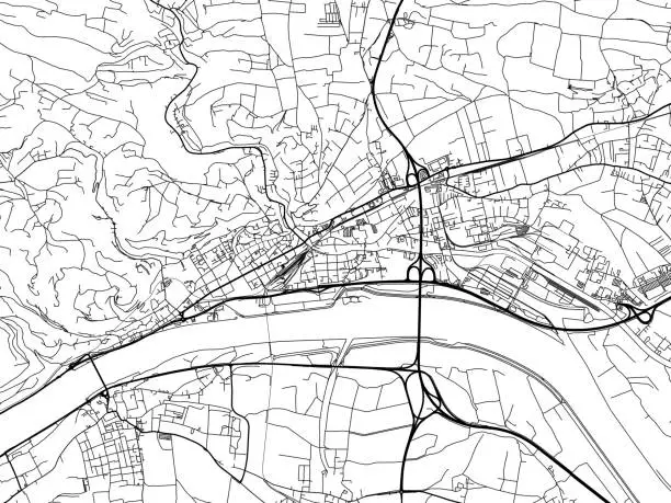 Vector illustration of Vector road map of the city of  Krems an der Donau.