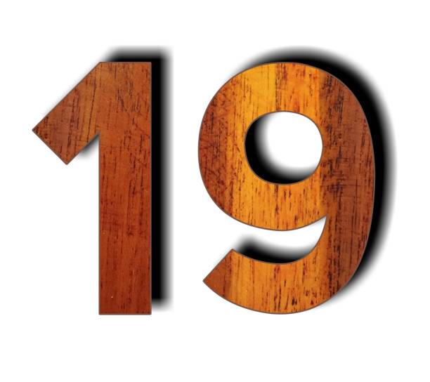 istock Number 19 nineteen wooden texture on white background 1500286873