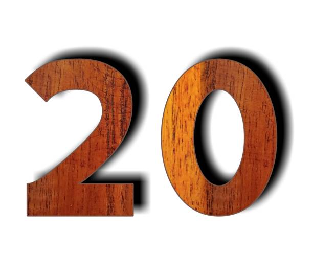 istock Number 20 twenty wooden texture on white background 1500286893