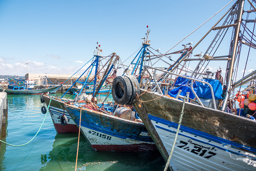 Fishing Boats at Essaouira in Marrakesh-Safi, Morocco, with identifiable names.