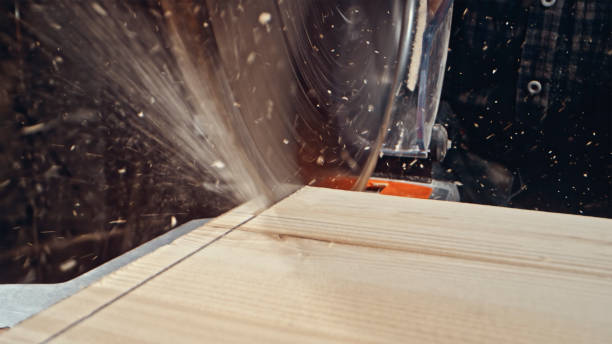 istock Saw cutting wooden plank 1500290807