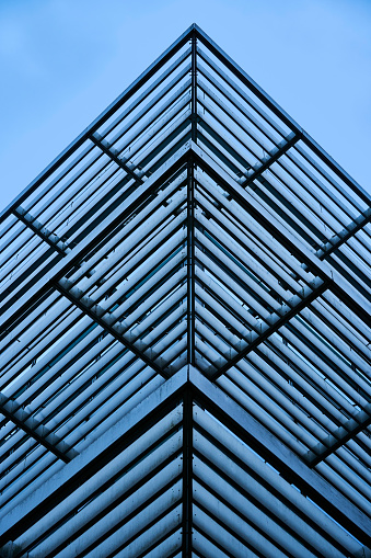 Data and Block Storage Abstracts. Sharp corner of building in Dublin business district