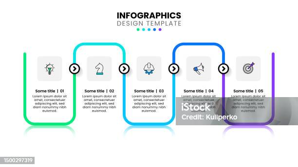 5 Large Rectangles Indesign Infographic Template 5 Rectangles Connected By A Line Stock ...