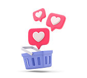 Shopping basket with like message