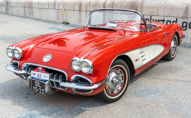 classic chevrolet corvette from 1960 at the national oldtimer day - collectors car antiquities ancient past imagens e fotografias de stock