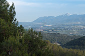Landscape from the viewpoint of the port of Canalís of the Foia de Castalla valley and the Sierra del Maigmo, Spain