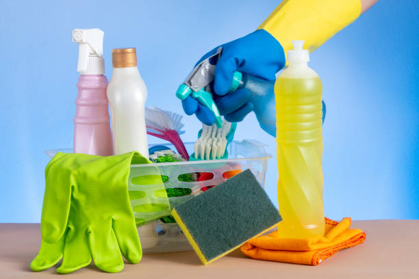istock basket with cleaning products for home hygiene use 1500310644