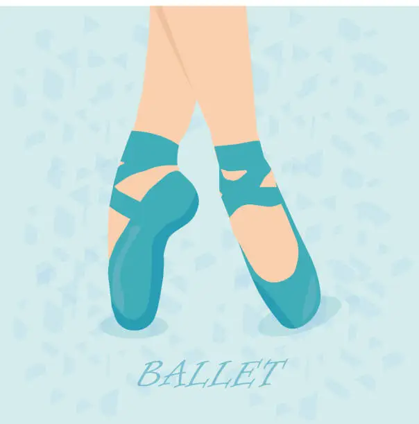 Vector illustration of blue pointe shoes, on a blue background