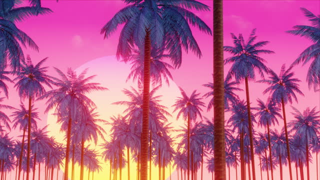 Sunset Palms Beach, Vaporwave Aesthetic