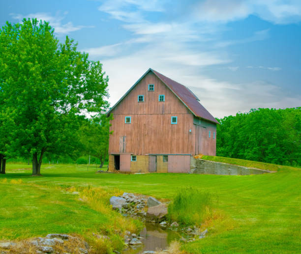 istock Old Weathered Barn with Small Stream-Miami County, Indiana 1500316125