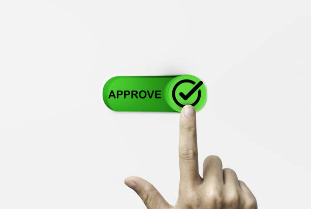 istock Hand touching green toggle switch to change status from reject to accept  for tick correct mark to approve document and project concept. 1500318752