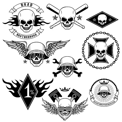 Motorcycle race, motorcycle club, biker club, motorcycle shop emblem template. Emblem, label, or badge template. Design elements in vector.