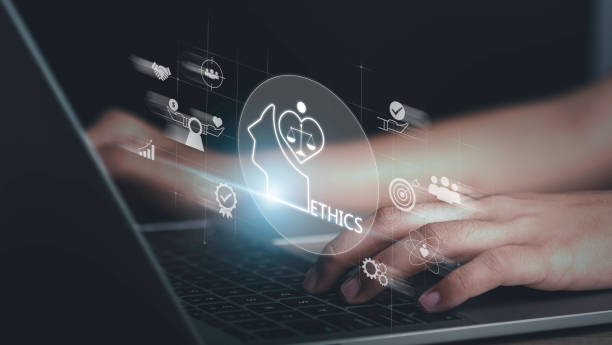 istock Businessman touch on virtue ethics inside human mind, moral, strategy, attitude, behavior. Investment sustainable development. The effective compliance and business ethics culture in workplace. 1500321730