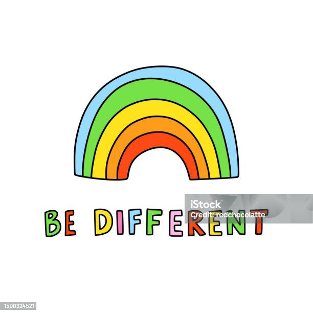 Be Different Graphics Rainbow Vector Clipart Be Different Cute Poster Stock Illustration ...