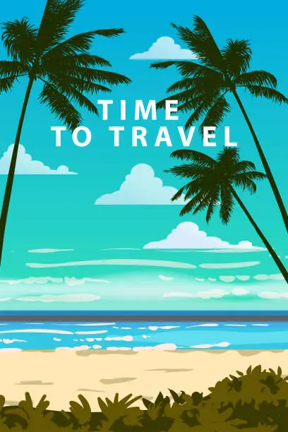 Vector illustration of Time To Travel Summer vacation travel poster