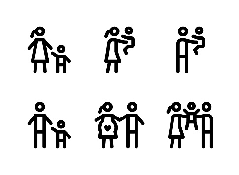 Simple Set of Baby Maternity Related Vector Line Icons. Contains Icons as Motherhood, Parenting Duo, Family more.