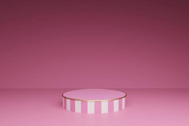 istock Stage, podium, stand, show, pink, 3d, background 1500329765